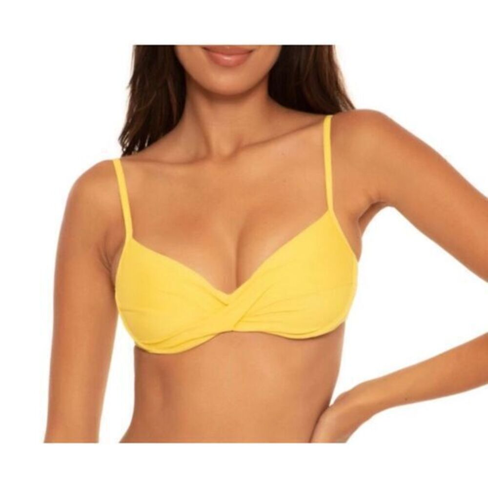 BECCA Banana Color Code Vanessa Twist Underwire Bikini Swim‎ Top Size Large